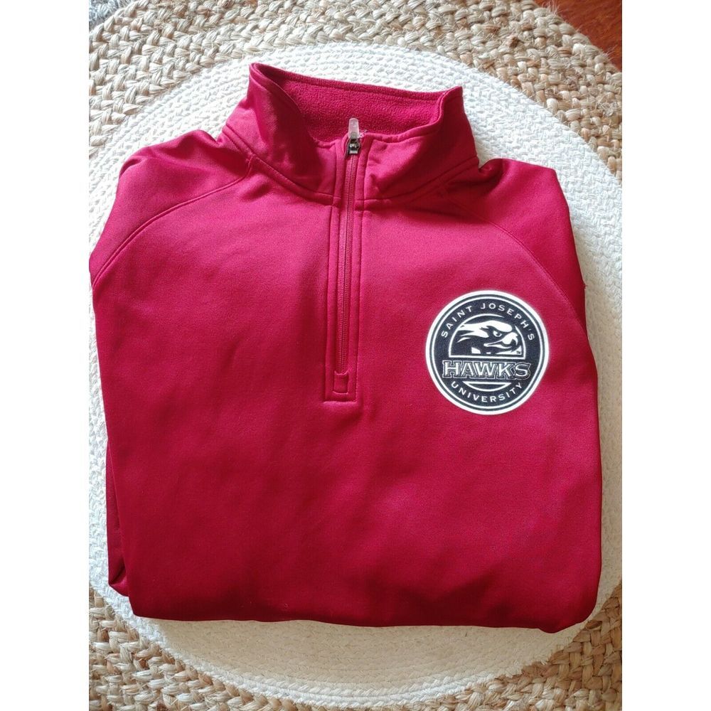 Champion Saint Josephs University Hawks Quarter‎ Zip Pullover Red Mens Small - Picture 2 of 10
